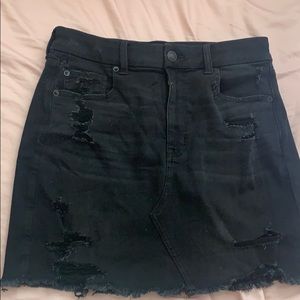 Black Distressed American Eagle Denim Skirt